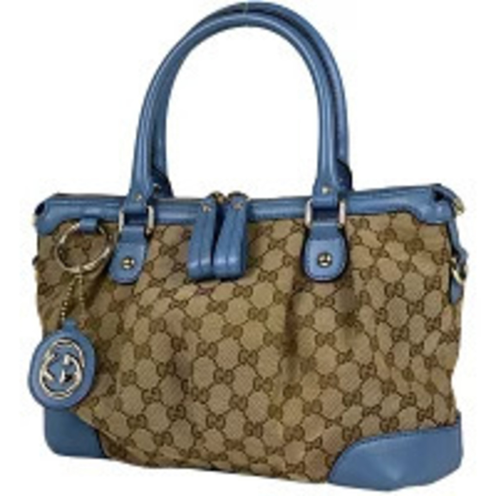 Gucci GG Sukey 2way Shoulder Bag canvas beige blue